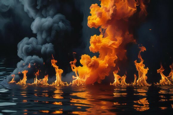 A Fire and Smoke in Water: A Versatile Background for Creative Projects