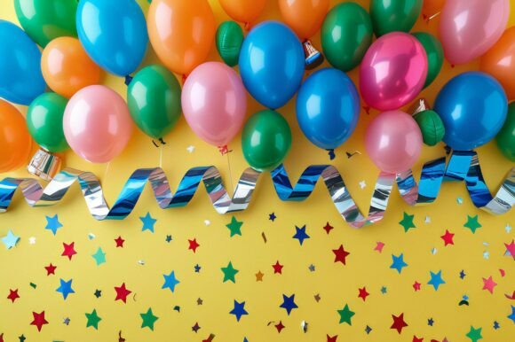 A Group of Balloons and Streamers