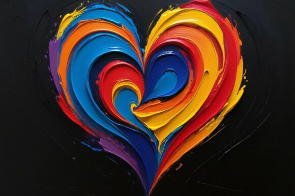 A Heart Painted with Different Colors