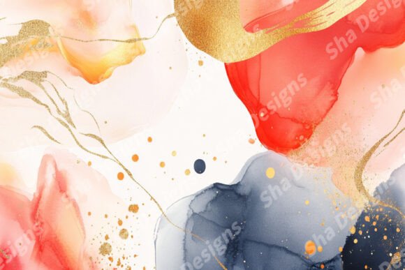 Abstract Watercolor Painting in Red