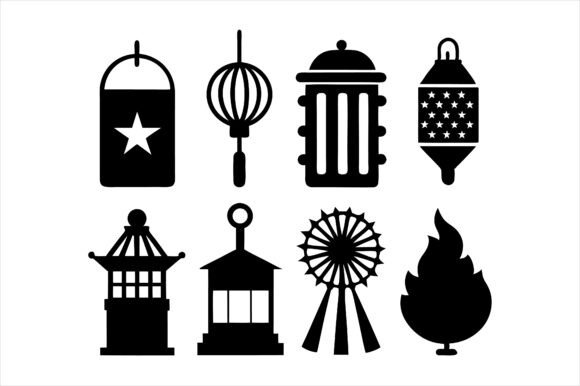 American Lantern Silhouette Icon Bundle: A Versatile Design Resource