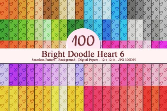 Bright Doodle Heart 6 Seamless Pattern