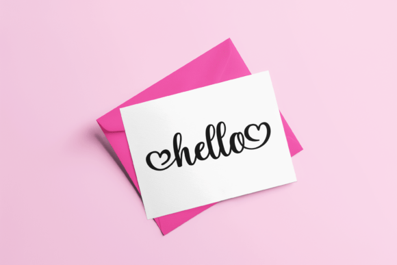 Cute Hello Hearts Lettering Text