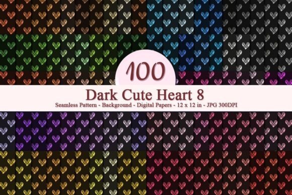 Dark Cute Heart 8 Seamless Pattern: A Versatile Digital Design for Creative Projects