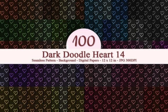 Dark Doodle Heart 14 Seamless Pattern: A Versatile Digital Asset for Creative Projects