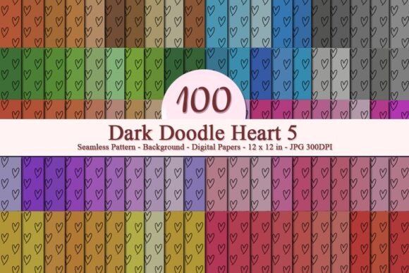 Dark Doodle Heart 5 Seamless Pattern: A Versatile Digital Design for Creative Businesses