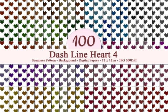 Dash Line Heart 4 Seamless Pattern