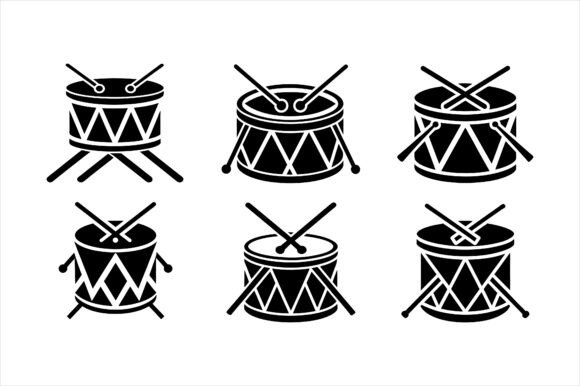 Drum with Crossed Drumsticks Icon Bundle