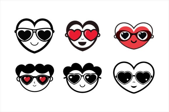 Heart Sunglasses Face Vector Icon Bundle