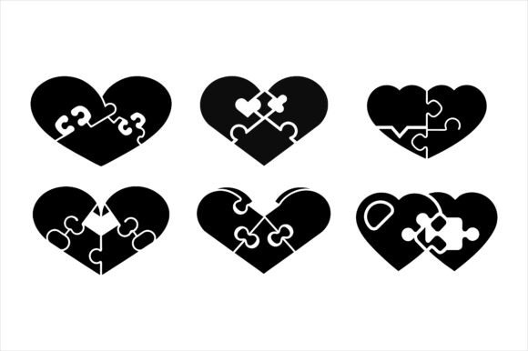 Interlocking Puzzle Heart Icon Bundle: A Creative Solution for Designers and Businesses
