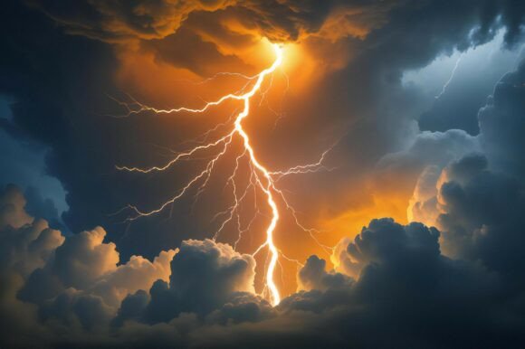 Lighting Striking Clouds in the Sky: A Captivating Background for Creative Projects