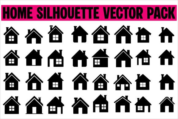 Modern Home Logo Icons: The Power of House Icons Black Silhouette Vector Set4
