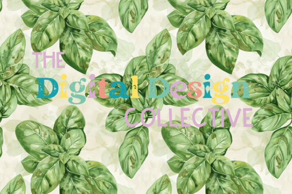 Seamless Watercolor Basil Herb Paper