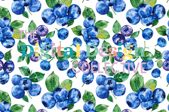 Seamless Watercolor Blueberry Paper