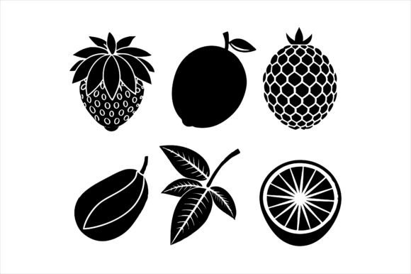Tropical Fruit Silhouette Icon Bundle: A Versatile Design Resource
